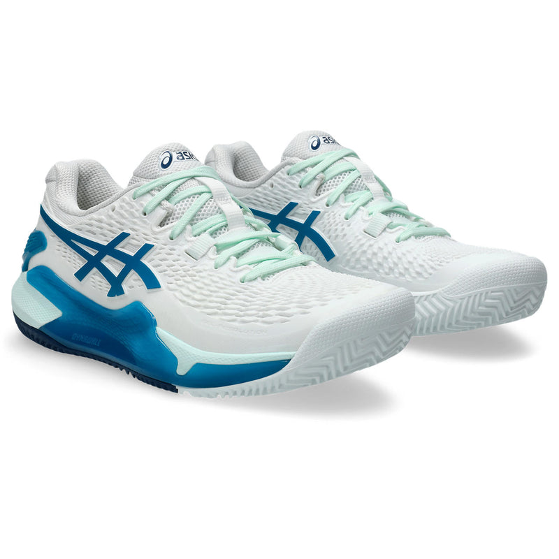 Asics Tennisschoen Gel Resolution 9 Clay Dames Wit Blauw