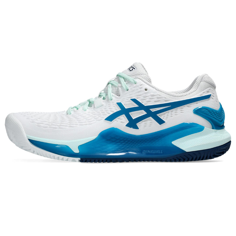 Asics Tennisschoen Gel Resolution 9 Clay Dames Wit Blauw