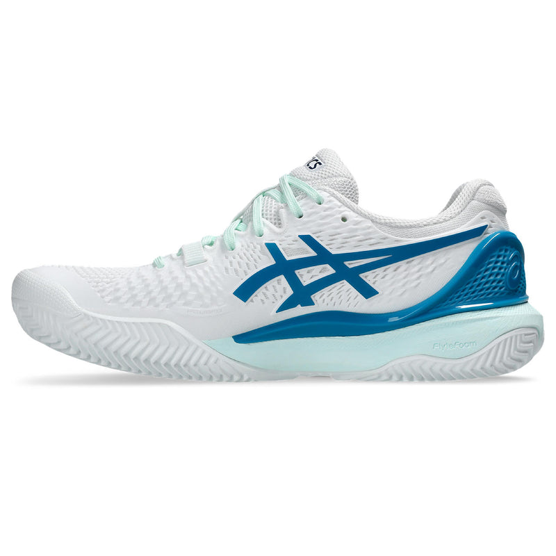 Asics Tennisschoen Gel Resolution 9 Clay Dames Wit Blauw