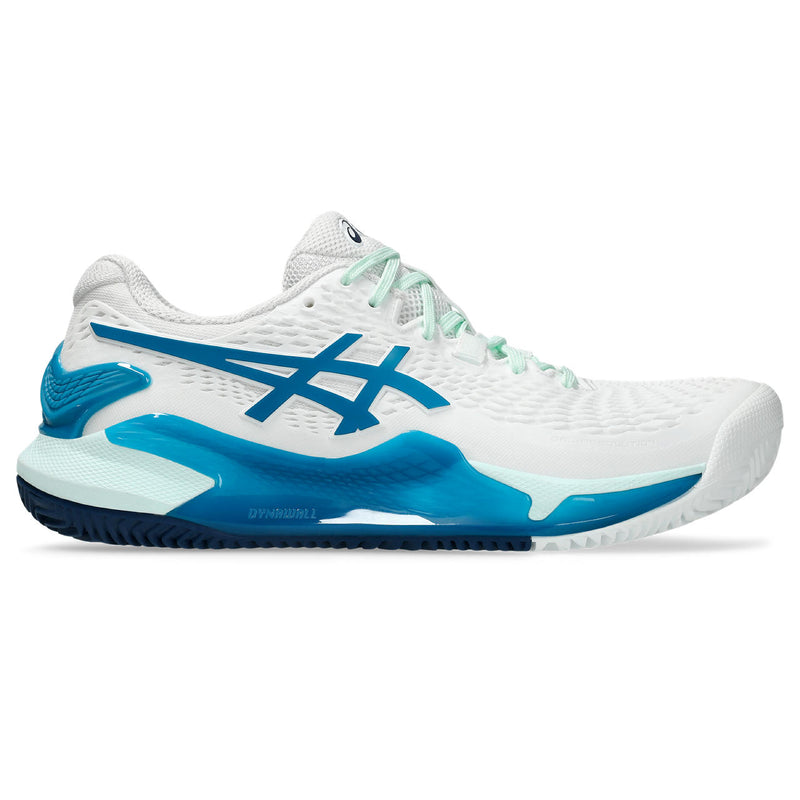 Asics Tennisschoen Gel Resolution 9 Clay Dames Wit Blauw