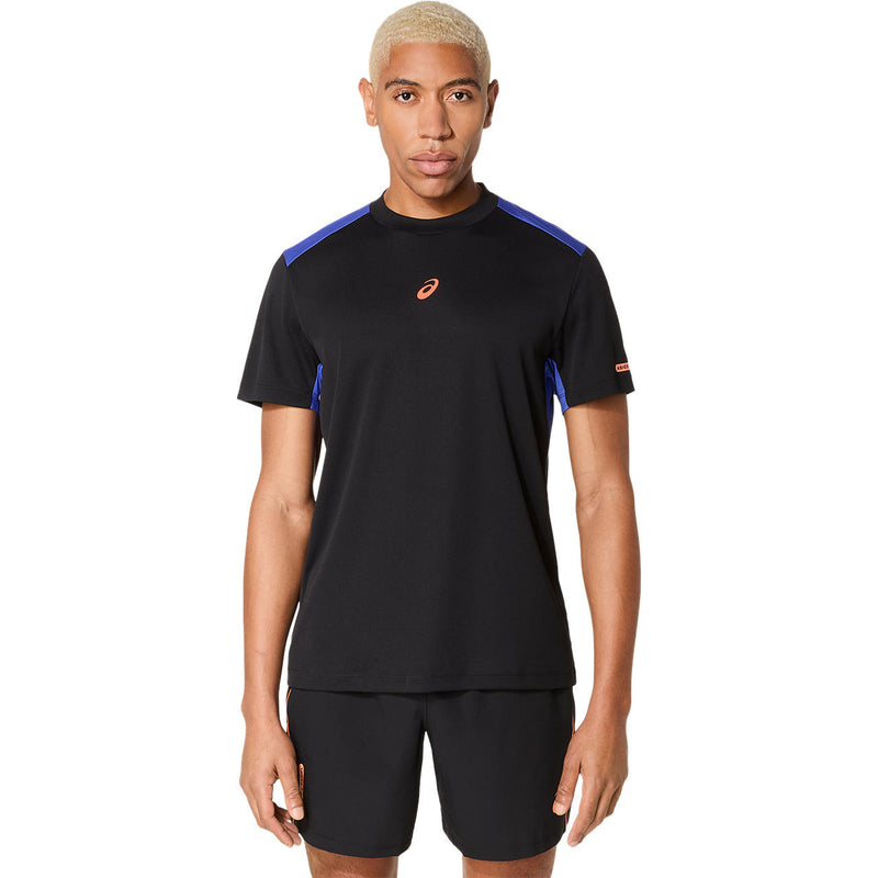 Asics T-Shirt Padel Court SS Top Heren Zwart Blauw