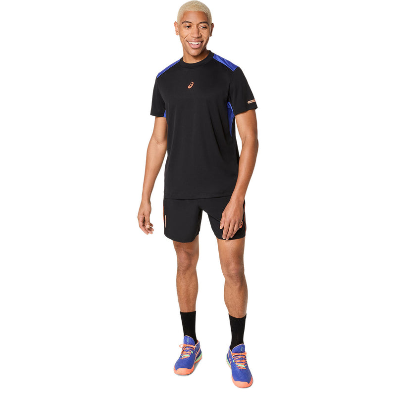 Asics T-Shirt Padel Court SS Top Heren Zwart Blauw
