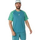 Asics T-Shirt Padel Court All Over Print SS Top Heren Blauw Groen