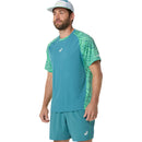 Asics T-Shirt Padel Court All Over Print SS Top Heren Blauw Groen