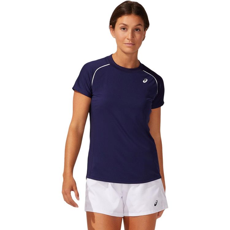 Asics Court W Piping SS T-Shirt Dames Navy