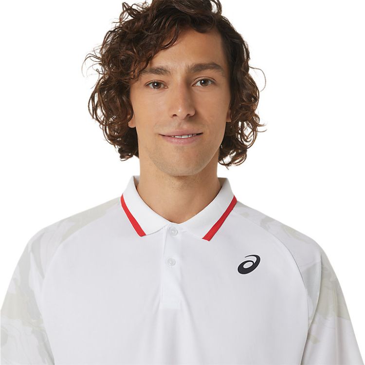 Asics Poloshirt Court Graphic Heren Wit