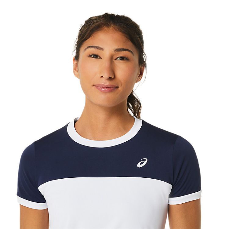 Asics T-Shirt Court SS Top Dames Wit Blauw