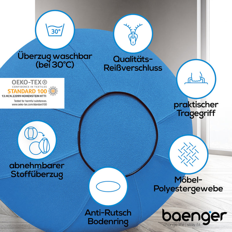 Baenger Fitness Yoga Bal Exercise Ball Gym Bal - incl wasbare hoes - incl pomp - Geel