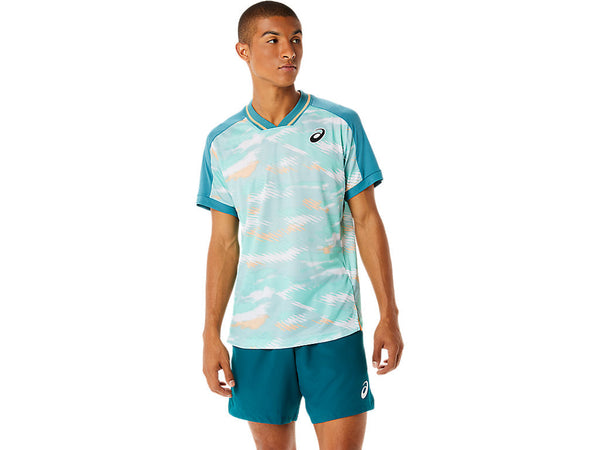 Asics T-Shirt Match Graphic Short Sleeve Top Heren Blauw Wit